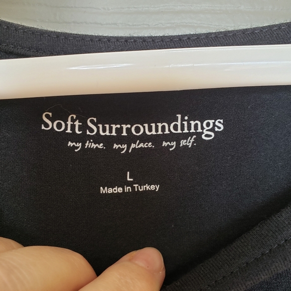 Soft Surroundings Black long sleeve with sheer tiered hem. Size L - Picture 6 of 9